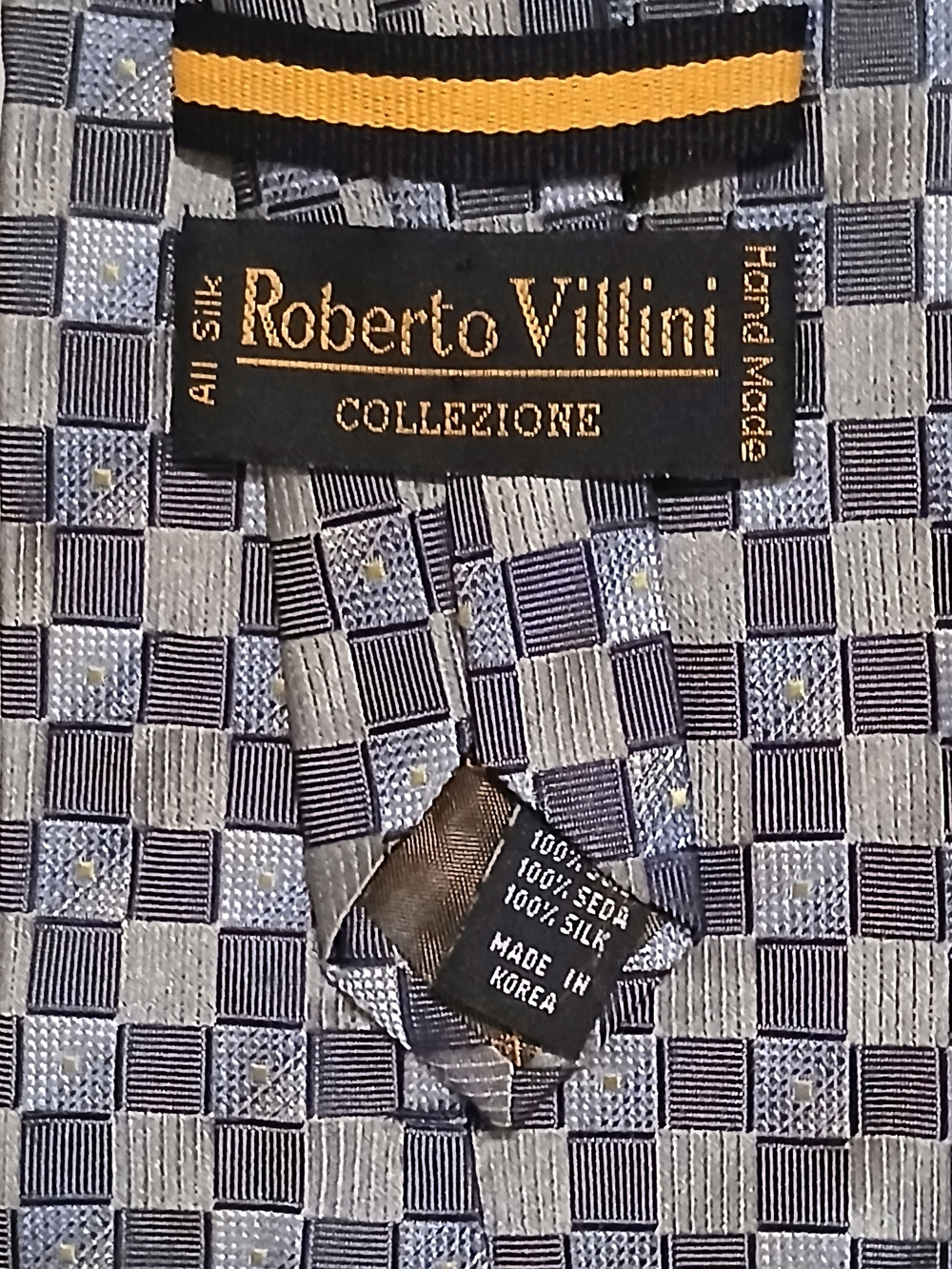 Roberto Villini Blue and Silver Silk Tie